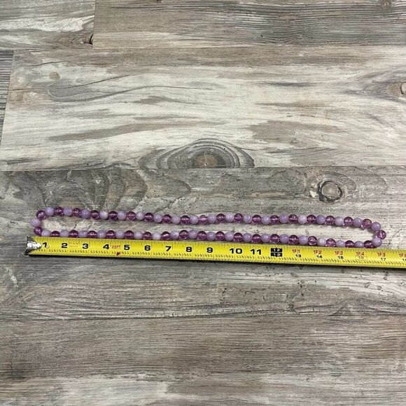 Vintage 70s Retro Purple Beaded Necklace 34" - Picture 2 of 2